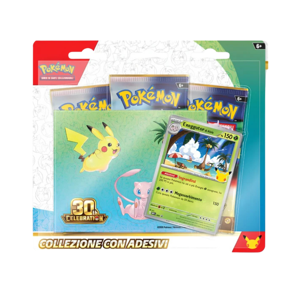 Collezione con adesivi Exeggutor di Alola 30° Anniversario in italiano con tre buste