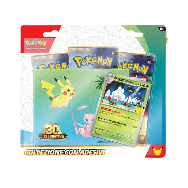 Collezione con adesivi Exeggutor di Alola 30° Anniversario in italiano con tre buste